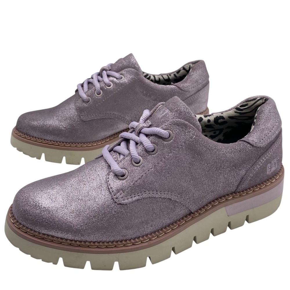 CAT Brand Womens Shoes Leather Platform Oxford Sz 6 Purple Chunky Preppy Modern - Picture 15 of 15